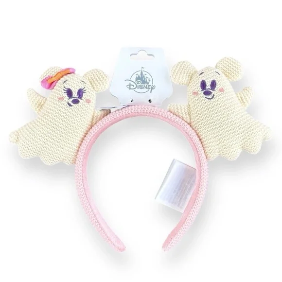 Disney Parks Halloween 2025 Mickey And Minnie Mouse Ghost Ears Headband - NEW - Picture 2 of 3